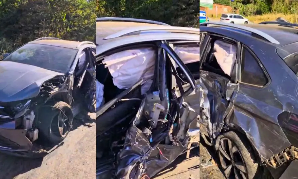 Acidente com carro na GO-225 reforça alerta a motoristas