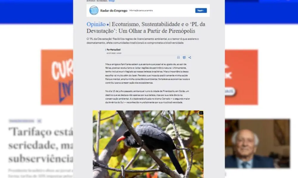 Preservação ambiental em Piri vira tema de artigo no Estadão