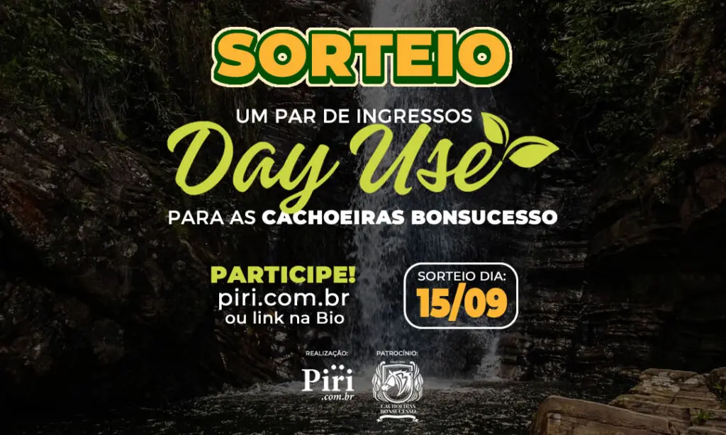 Um par de ingressos Day Use para as Cachoeiras Bonsucesso