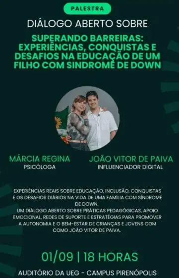 João Vitor inspira Pirenópolis em evento sobre inclusão
