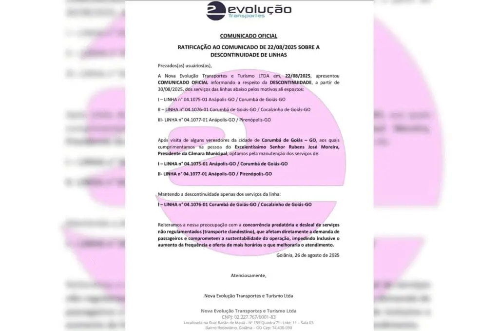Evolução mantém linhas de ônibus entre Anápolis e Piri