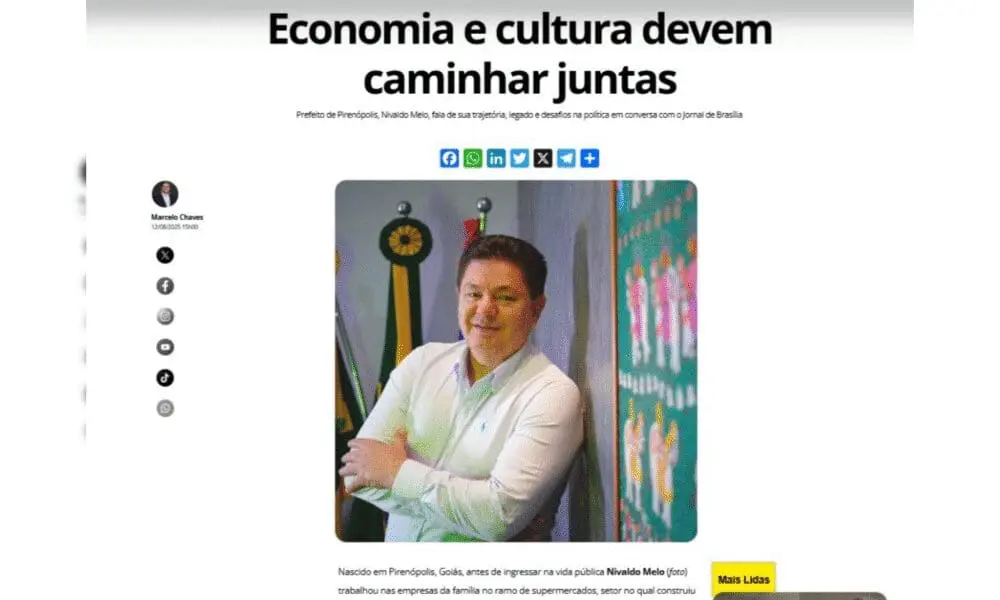 Prefeito de Pirenópolis é destaque em Jornal de Brasília