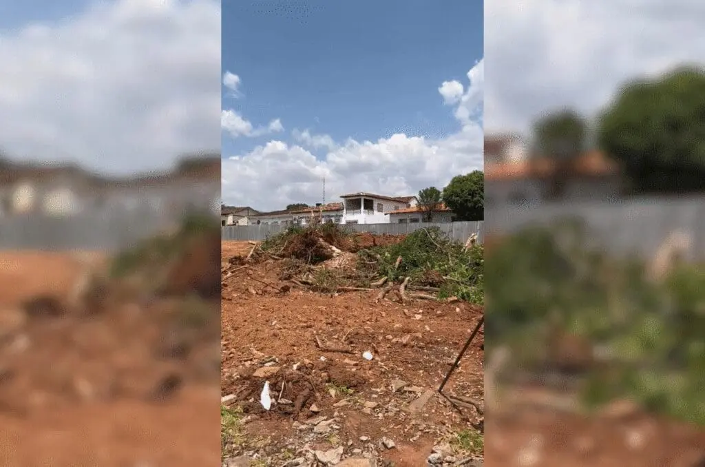 Obra na Pra&ccedil;a Central de Piren&oacute;polis preocupa moradores ap&oacute;s retirada de &aacute;rvores