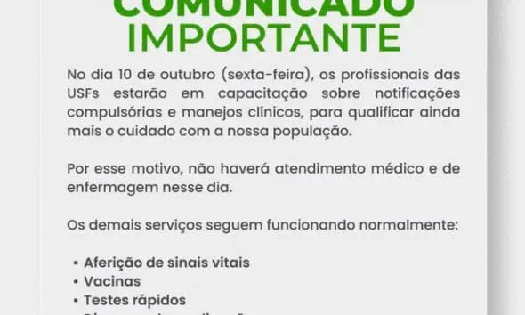 Capacitação suspende atendimentos médicos nas USFs de Pirenópolis