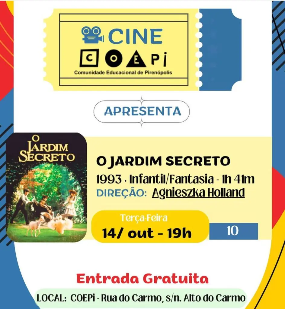 Cine COEPI exibe "O Jardim Secreto" em Pirenópolis