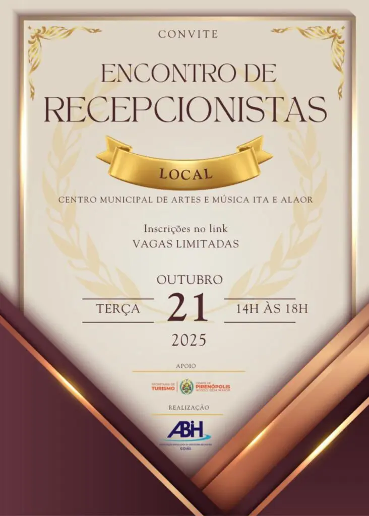 Encontro de Recepcionistas em Pirenópolis: 21 de Outubro