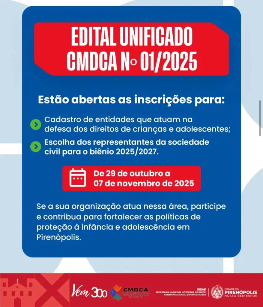 CMDCA Pirenópolis: inscrições abertas