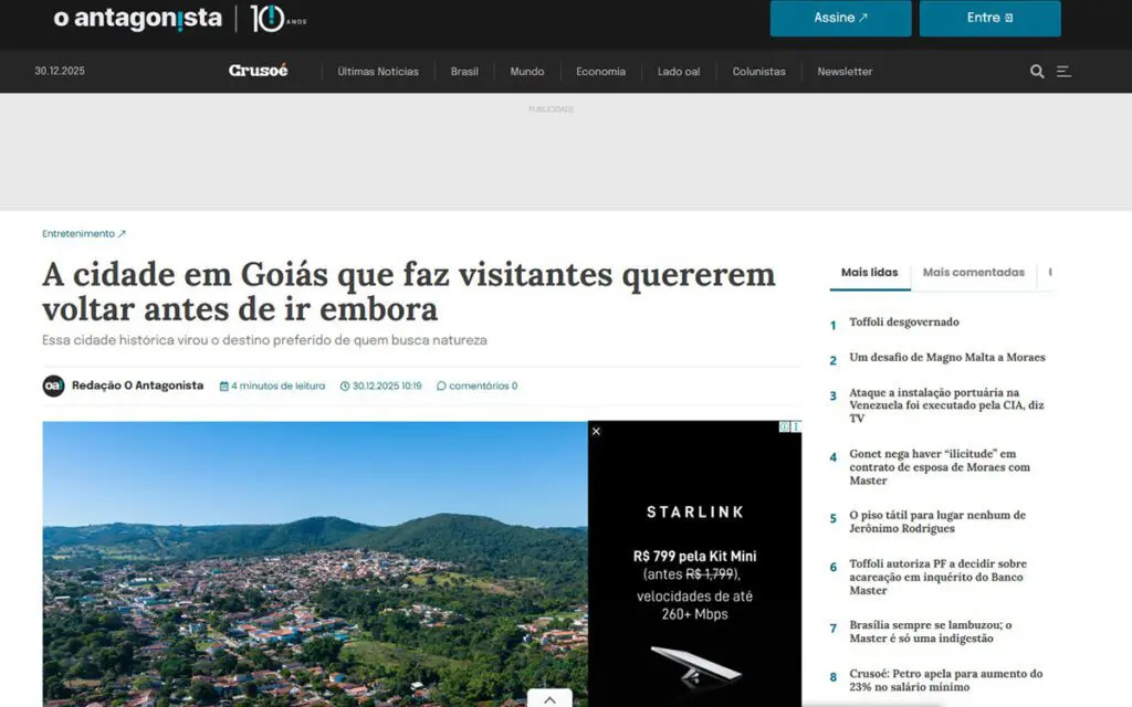 Pirenópolis é destaque no O Antagonista por encantar visitantes