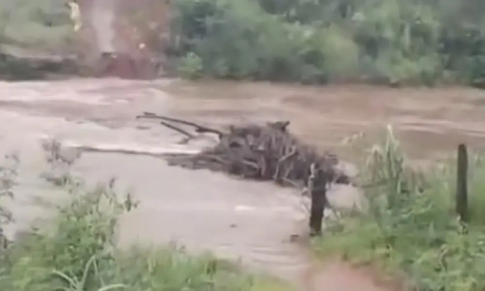 Passagem sobre Rio do Peixe é levada pela chuva em Lagolândia