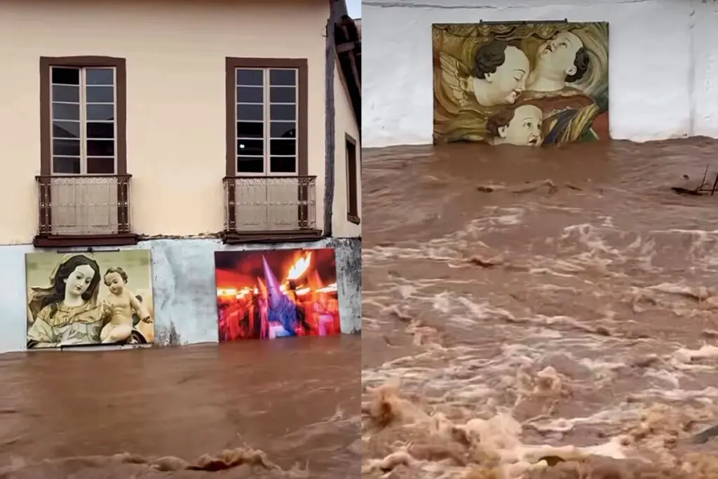 Rio Vermelho transborda ap&oacute;s forte chuva e v&iacute;deo mostra avan&ccedil;o da &aacute;gua na cidade de Goi&aacute;s