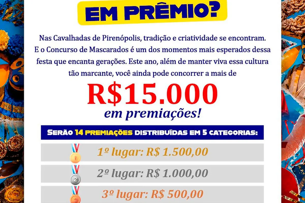 Concurso de Mascarados oferece R$15 mil nas Cavalhadas