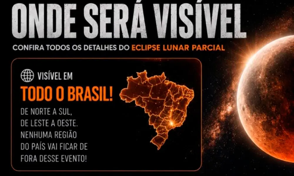 Eclipse lunar: hoje tem fenômeno visível em todo o Brasil