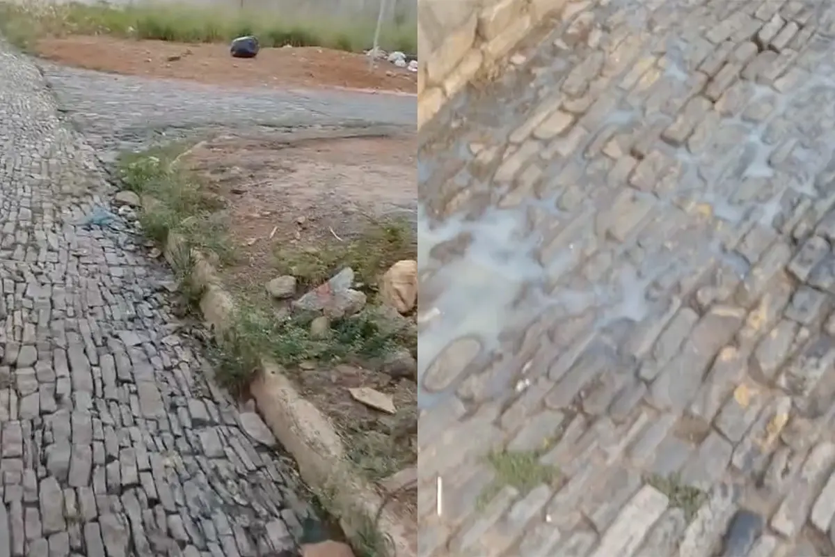 Esgoto em Pirenópolis corre diariamente em trecho do Centro