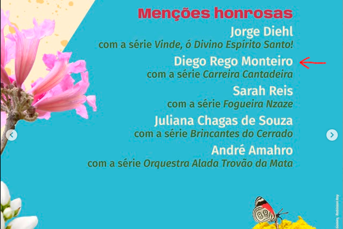 Fotógrafo de Pirenópolis Diego Monteiro é premiado no Cerratense