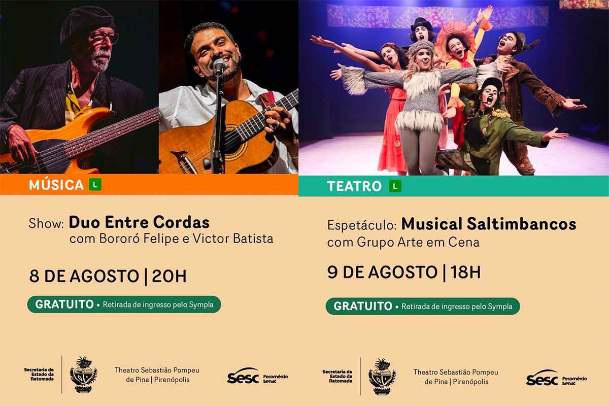 Programação cultural leva grandes atrações ao Theatro de Pirenópolis