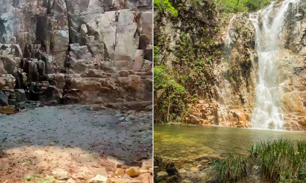 Turista se surpreende ao chegar na cachoeira em Pirenópolis