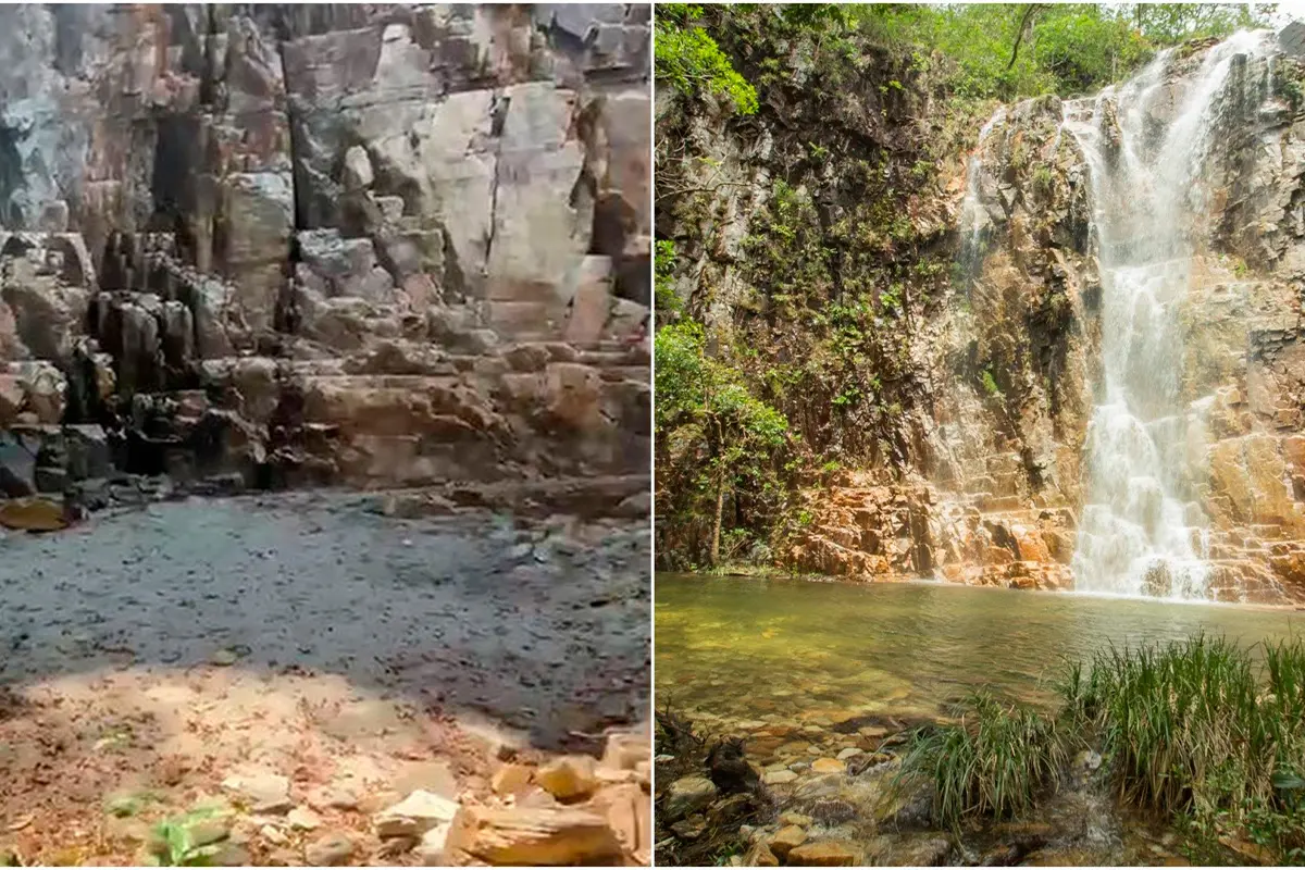 Turista se surpreende ao chegar na cachoeira em Pirenópolis