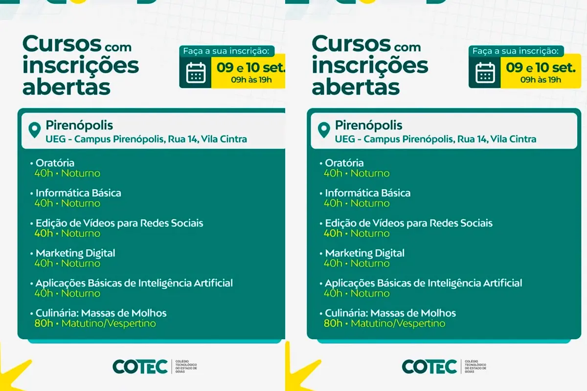 Cursos gratuitos de capacitação abrem inscrições em Pirenópolis