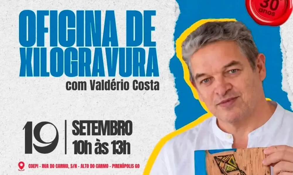 Oficina de xilogravura com Valdério chega a Pirenópolis