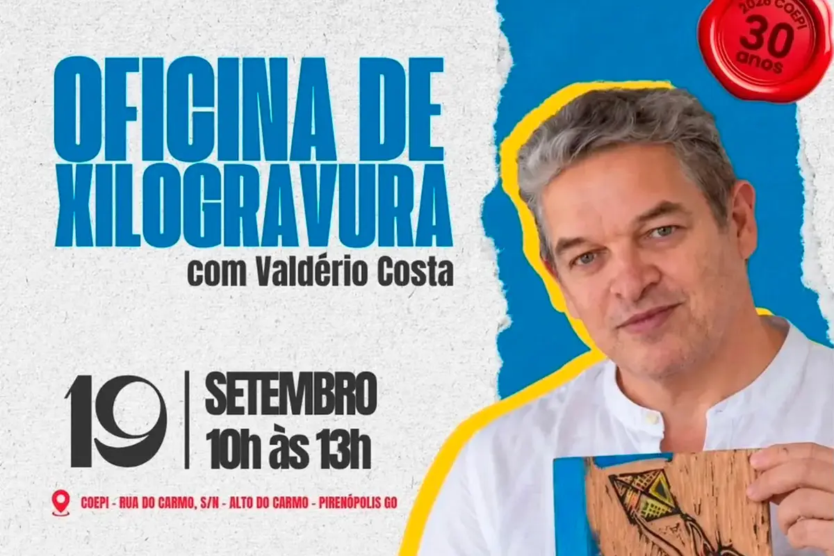 Oficina de xilogravura com Valdério chega a Pirenópolis