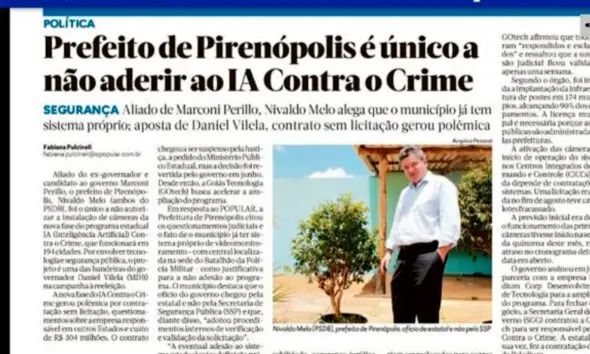 Prefeito de Pirenópolis fica fora do IA Contra o Crime 
