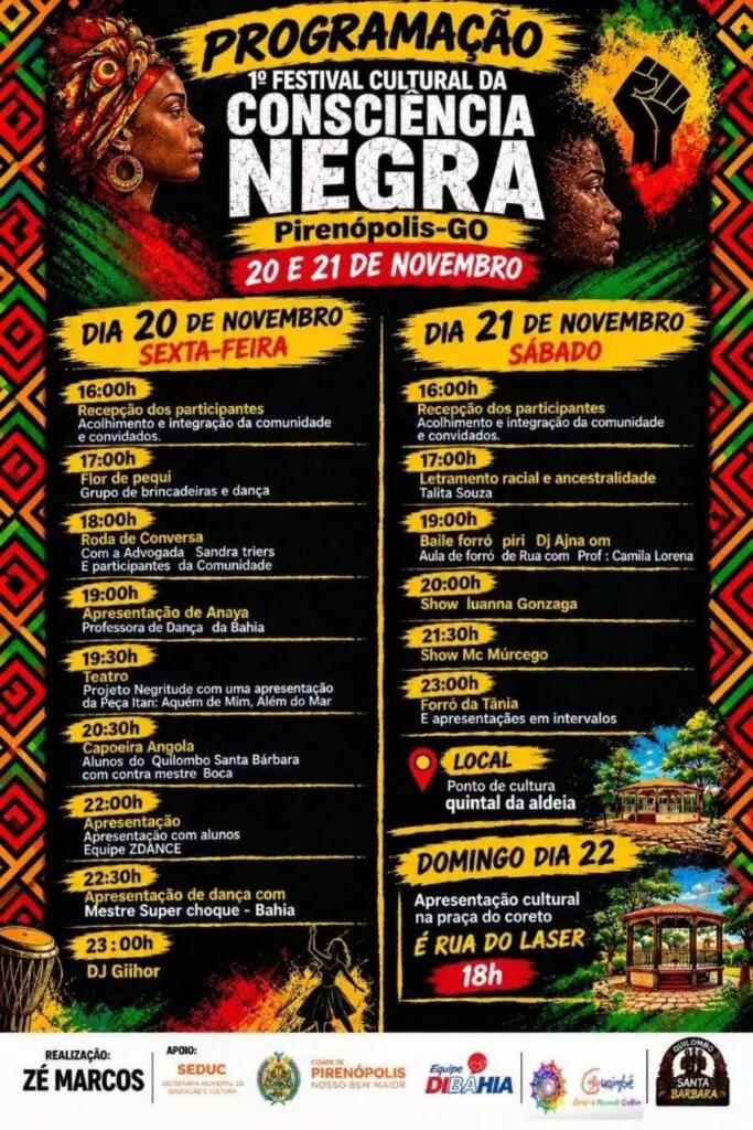 Pirenópolis recebe 1º Festival da Consciência Negra entre 20 e 28 de novembro Pirenópolis recebe 1º Festival da Consciência Negra entre 20 e 28 de novembro