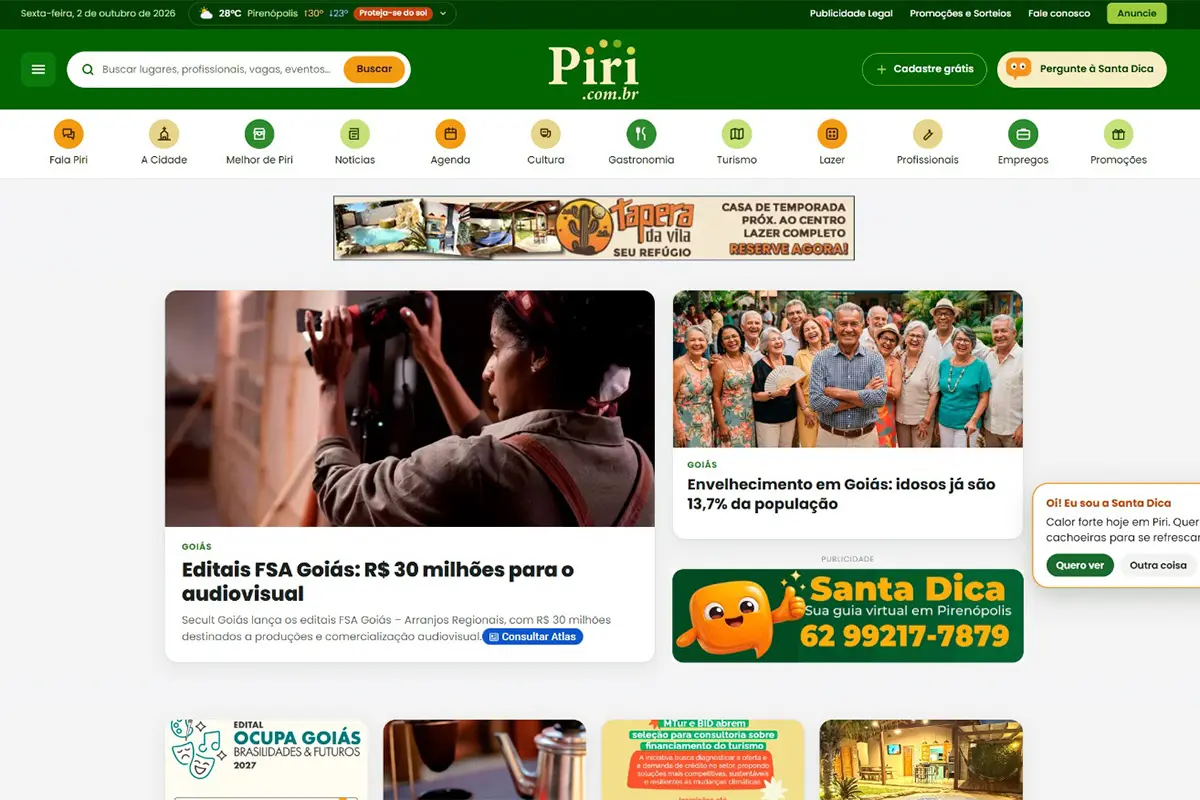 Portal Piri est&aacute; de cara nova e amplia servi&ccedil;os gratuitos em Piren&oacute;polis