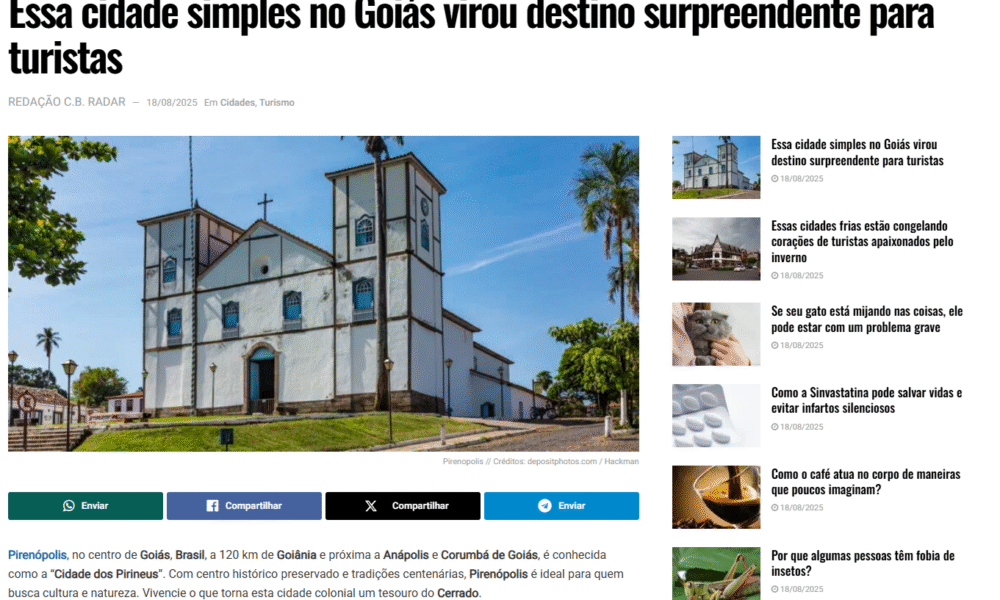 Pirenópolis é destaque no Correio Braziliense - Captura de tela 2025 08 20 125824