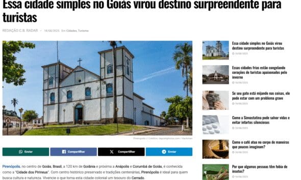 Pirenópolis é destaque no Correio Braziliense - Captura de tela 2025 08 20 125824