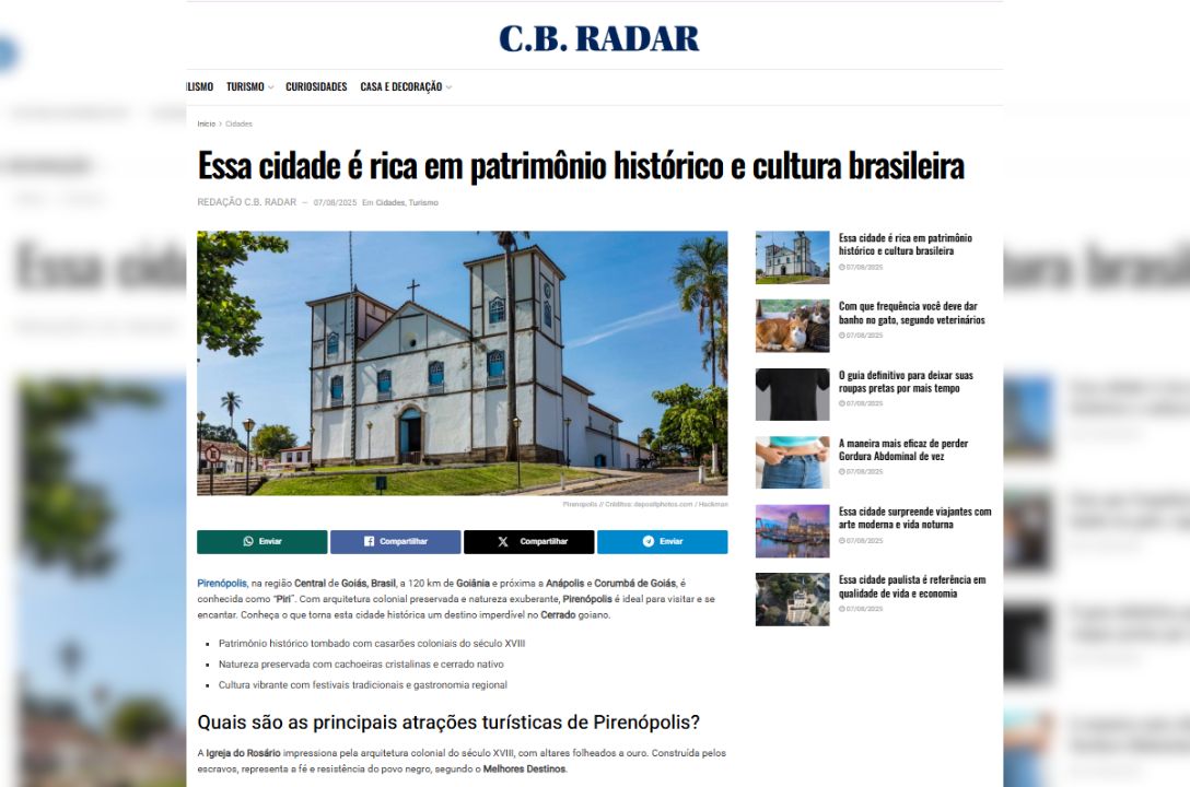 Pirenópolis foi destaque no Correio Braziliense