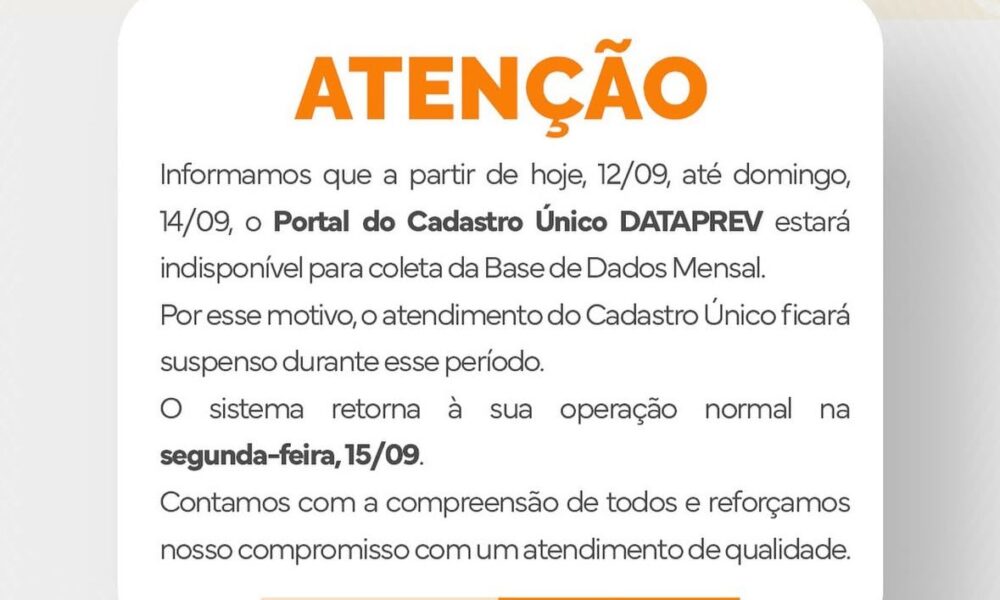 Atendimento do Cadastro Único é suspenso temporariamente em Pirenópolis - 1f6c82fb 2f57 4cbf 85c7 ce9dc810b001