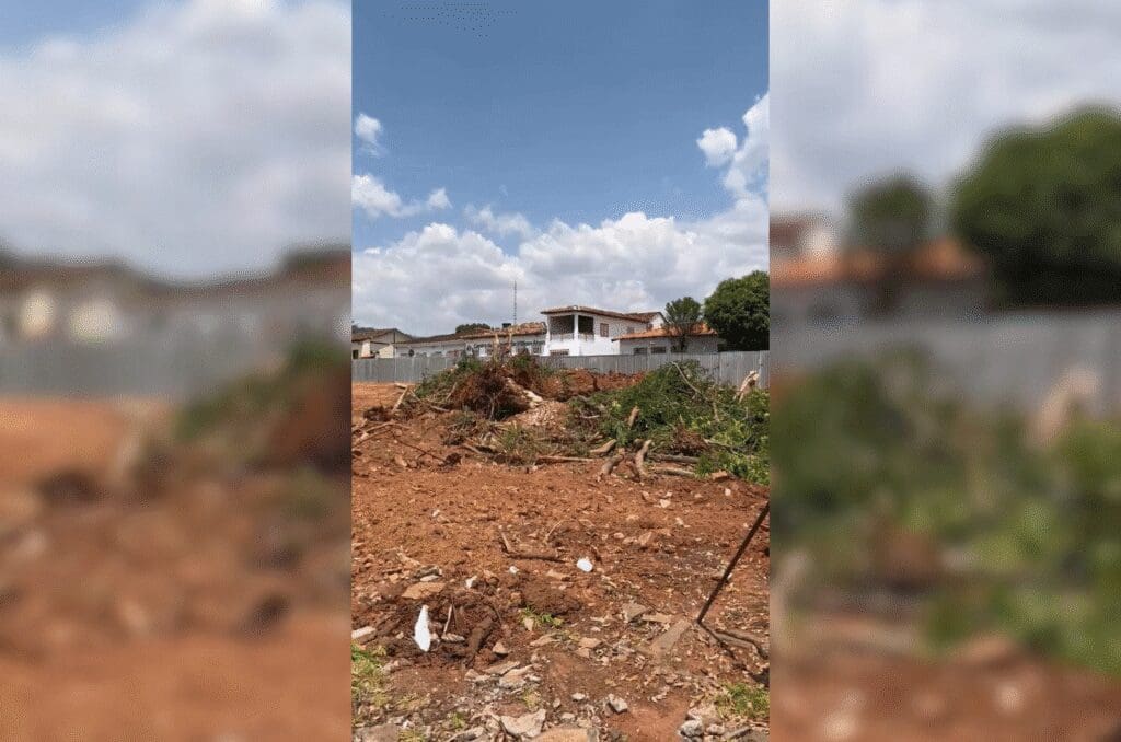 Obra na Pra&ccedil;a Central de Piren&oacute;polis preocupa moradores ap&oacute;s retirada de &aacute;rvores
