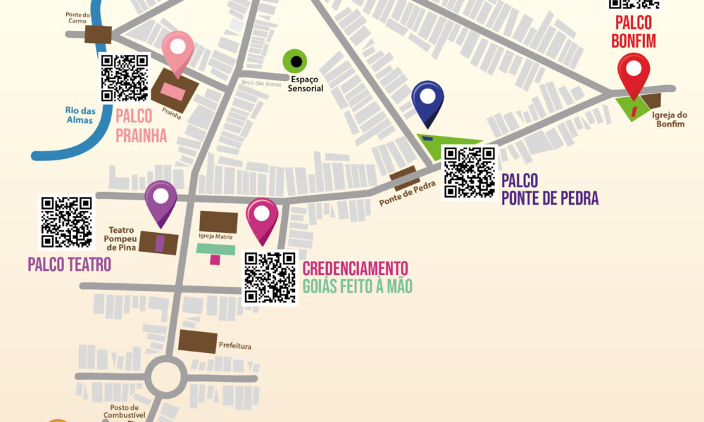 Canto da Primavera 2025 divulga locais de shows em Pirenópolis - Mapa Canto da Primavera 20251