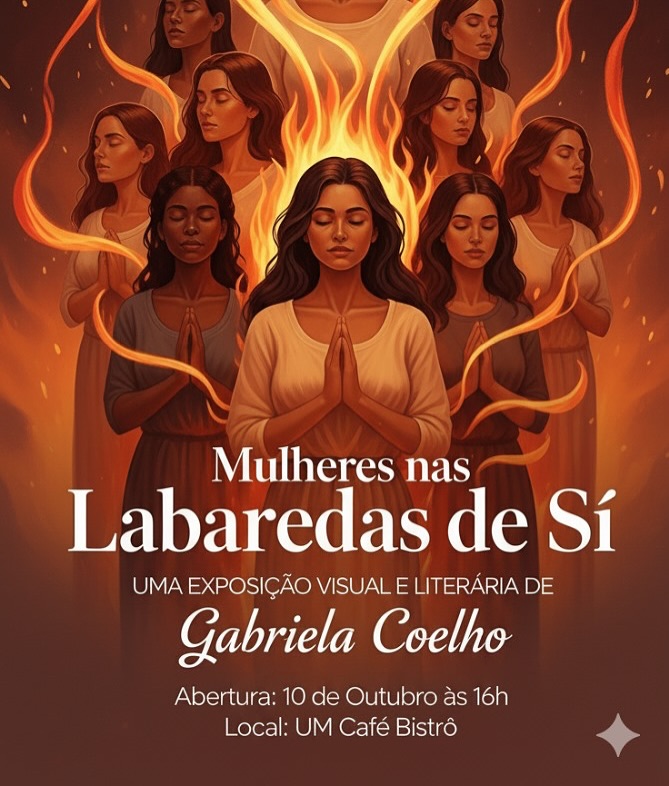 Gabriela Coelho abre mostra “Mulheres nas Labaredas de Si” - Mulheres nas labaredas de Si e uma antologia de cronicas e uma exposicao de arte com multimidia. 1