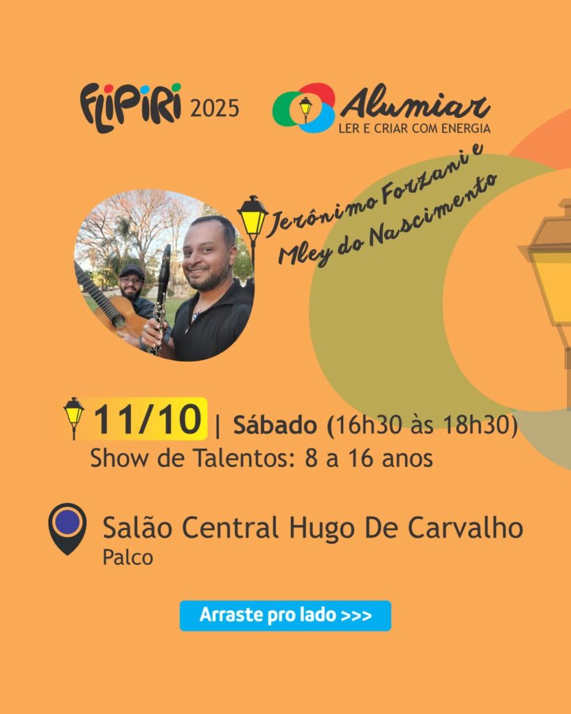 Inscrições abertas para o Show de Talentos da FLIPIRI 2025 - Os shows de talentos infanto juvenis sao uma oportunidade valiosa para criancas desenvolverem ha 3