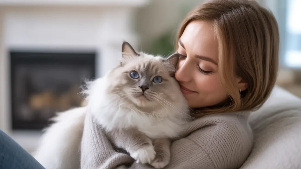 Convivência com gatos transforma cérebro e reduz o estresse - ragdoll cat hugging human home 47213