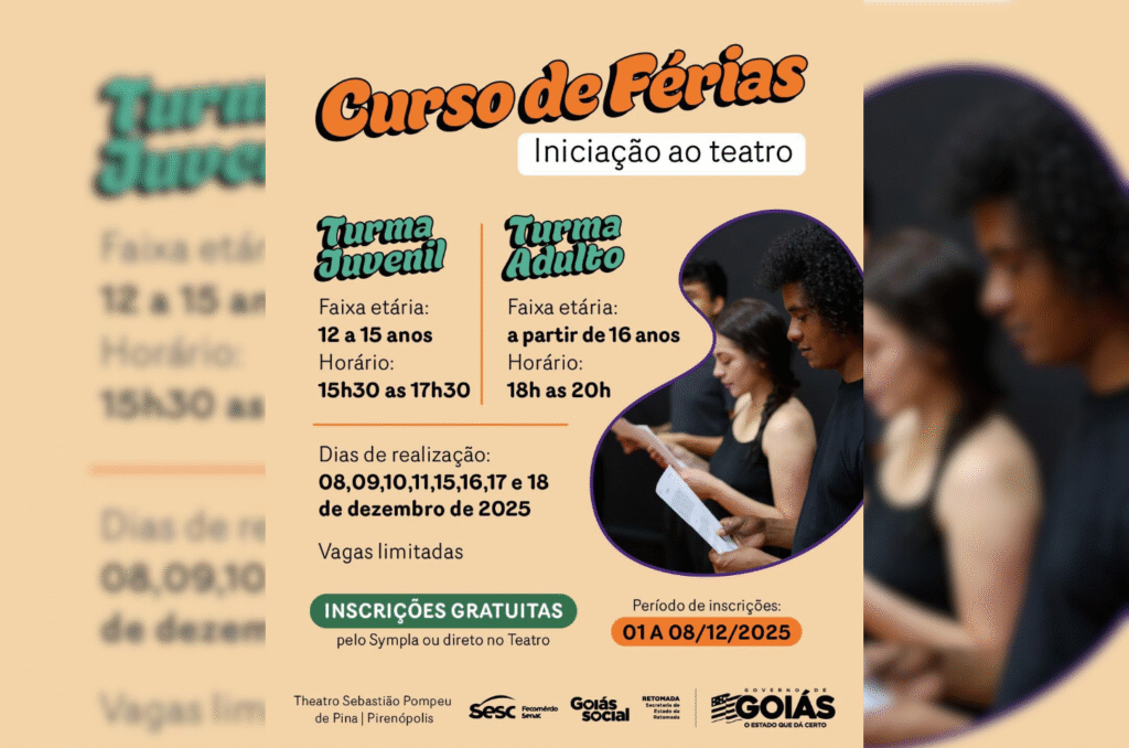 Curso de Férias de Teatro tem inscrições até 8 de dezembro