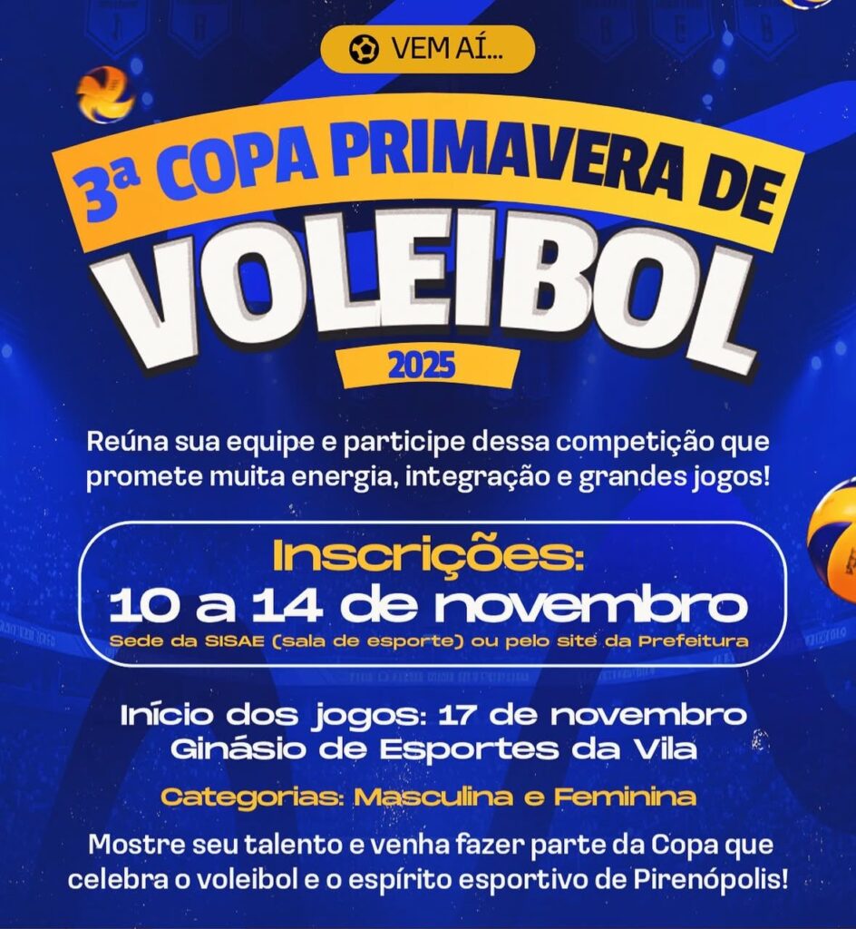 Pirenópolis abre inscrições para a 3ª Copa Primavera de Vôlei