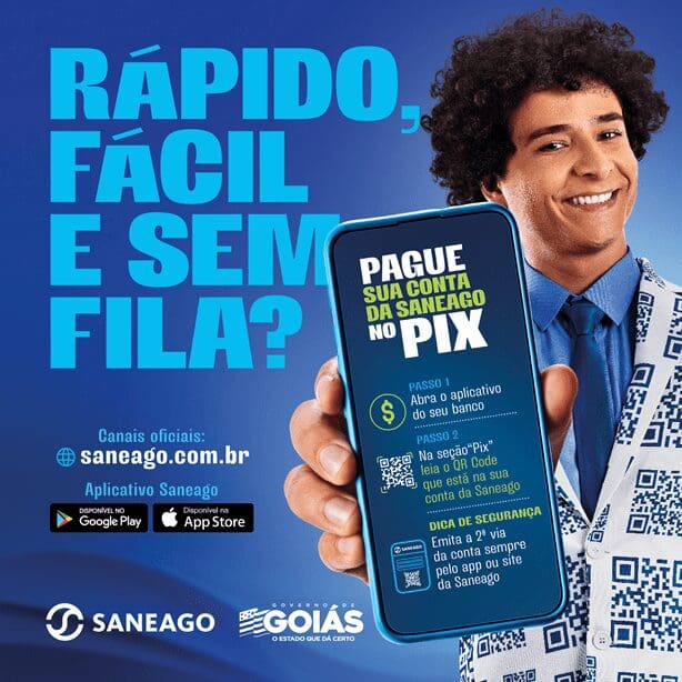 Atenção Pirenópolis: Saneago libera pagamento de contas via Pix