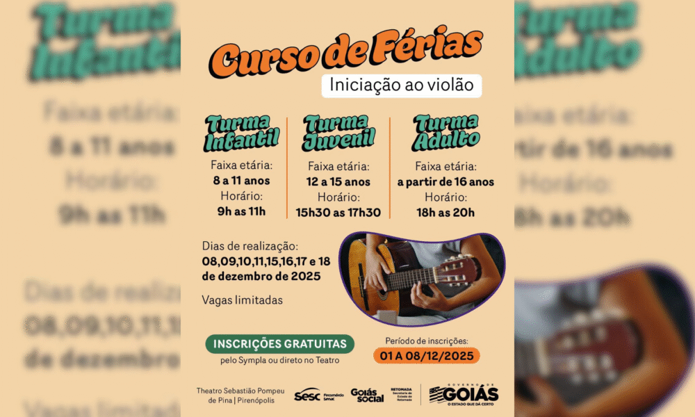Curso gratuito de violão oferece turmas para todas as idades 1 Curso gratuito de violão oferece turmas para todas as idades