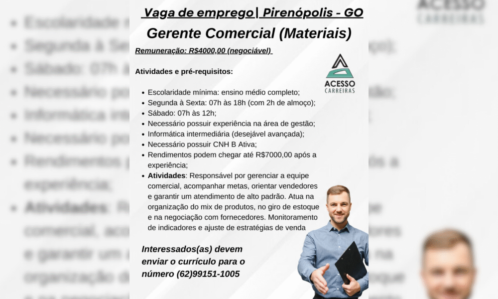 Gerente Comercial (Materiais) - Acesso Carreiras - imagens pequenas