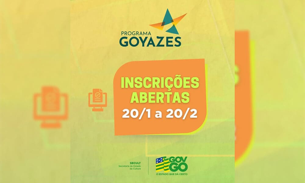 Programa Goyazes 2026 abre inscrições com R$ 40 milhões