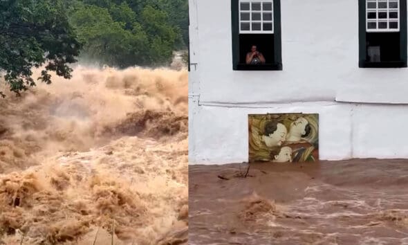 Rio Vermelho transborda após forte chuva e vídeo mostra avanço da água na cidade de Goiás - Rio Vermelho transborda apos forte chuva e video mostra avanco da agua na cidade de Goias 1