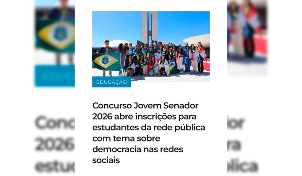 Concurso Jovem Senador abre inscrições para o ensino médio