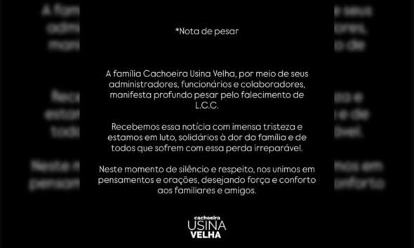 Usina Velha emite nota sobre afogamento em Pirenópolis