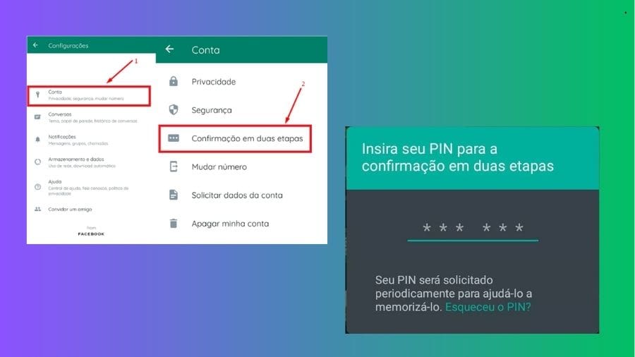 A verificação em duas etapas adiciona um PIN que será solicitado sempre que o número for registrado em outro aparelho
