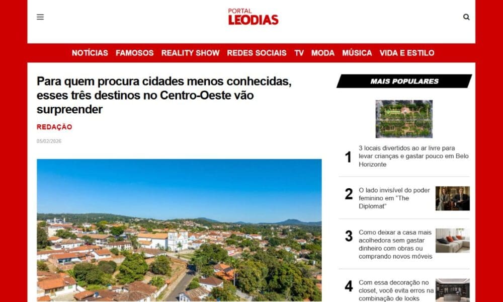Portal Léo Dias destaca Pirenópolis no turismo