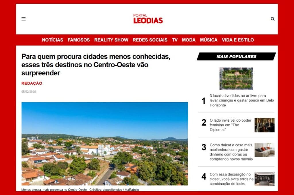 Pirenópolis é Destaque Nacional no Portal Léo Dias