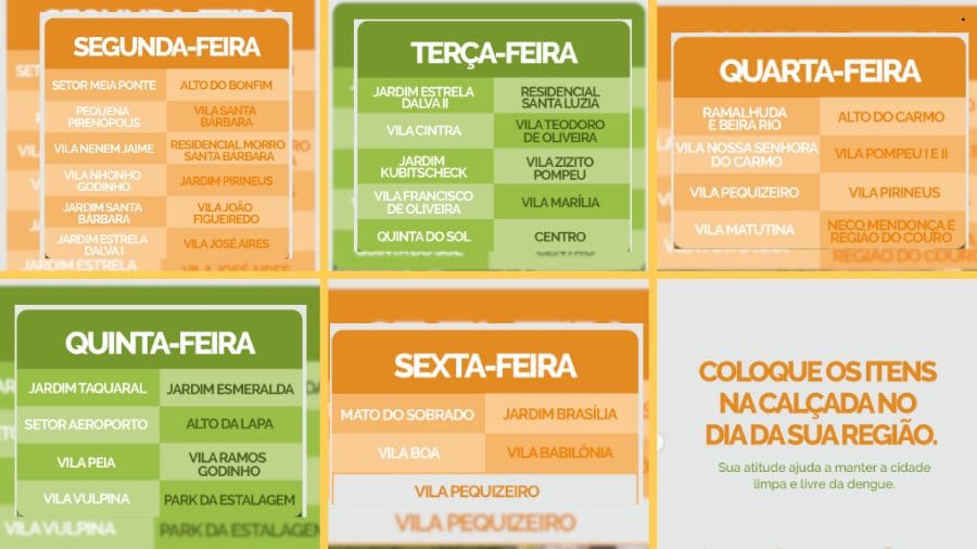 Deixar os materiais na calçada no dia correto facilita o trabalho da equipe e evita que objetos fiquem expostos por longos períodos