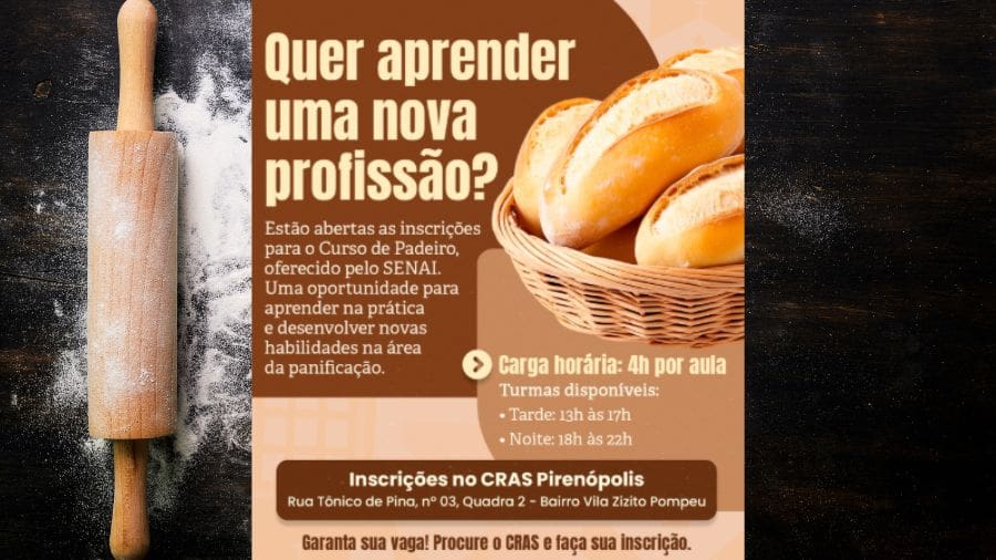 Prefeitura e SENAI lançam curso de padeiro em Pirenópolis